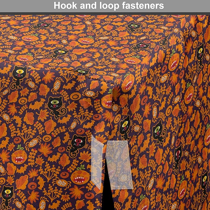 Lunarable Vintage Halloween Dog Crate Cover, Halloween Themed Elements on a Purple Background Scary Mosters, Easy to Use Pet Kennel Cover for Medium Large Dogs, 48 Inch, Dark Purple Orange