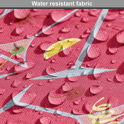 Lunarable Drinks Dog Crate Cover, Exotic Pattern of Tropical Cocktail Party Glasses with Lemons Slice, Easy to Use Pet Kennel Cover for Cats & Medium Dogs, 24 Inch, Dark Coral Multicolor