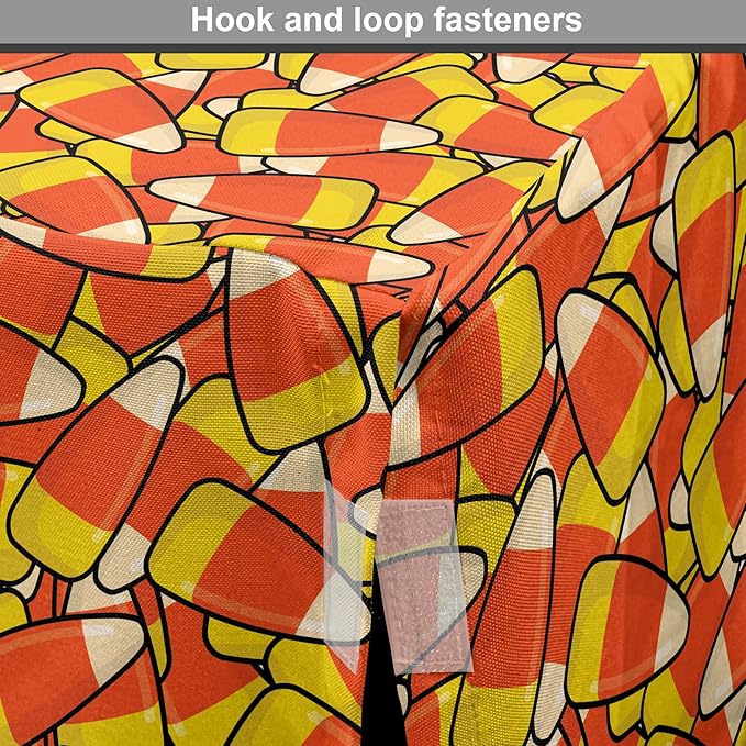 Lunarable Candy Corn Dog Crate Cover, Continuous Illustration of Cartoon Style Traditional Halloween Items, Easy to Use Pet Kennel Cover for Medium Large Dogs, 42 Inch, Vermilion Mustard