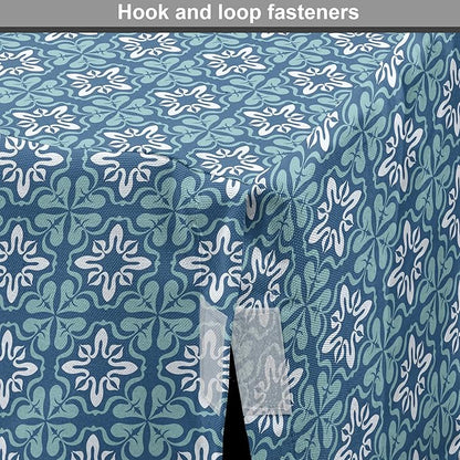 Lunarable Talavera Dog Crate Cover, Folkloric Tile Inspired Pattern of Moroccan Culture Print, Easy to Use Pet Kennel Cover for Small Dogs Puppies Kittens, 22 Inch, Sea Blue Pale Teal