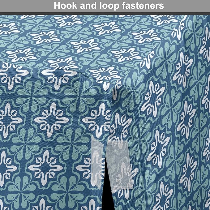 Lunarable Talavera Dog Crate Cover, Folkloric Tile Inspired Pattern of Moroccan Culture Print, Easy to Use Pet Kennel Cover for Medium Large Dogs, 36 Inch, Sea Blue Pale Teal
