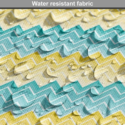 Lunarable Yellow and Blue Dog Crate Cover, Horizontal Chevron Motifs Zigzag Lines Pattern Ombre Inspired Design, Easy to Use Pet Kennel Cover for Small Dogs Puppies Kittens, 18 Inch, Aqua Mustard