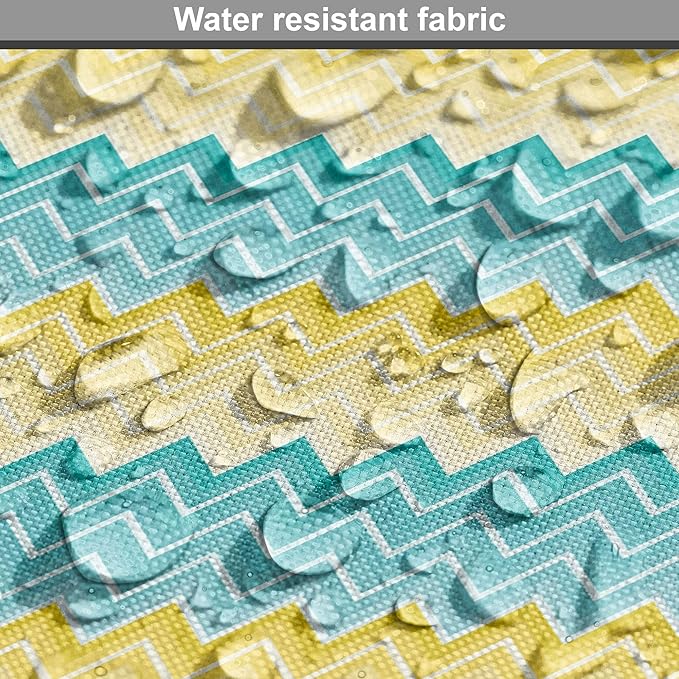 Lunarable Yellow and Blue Dog Crate Cover, Horizontal Chevron Motifs Zigzag Lines Pattern Ombre Inspired Design, Easy to Use Pet Kennel Cover for Medium Large Dogs, 42 Inch, Aqua Mustard