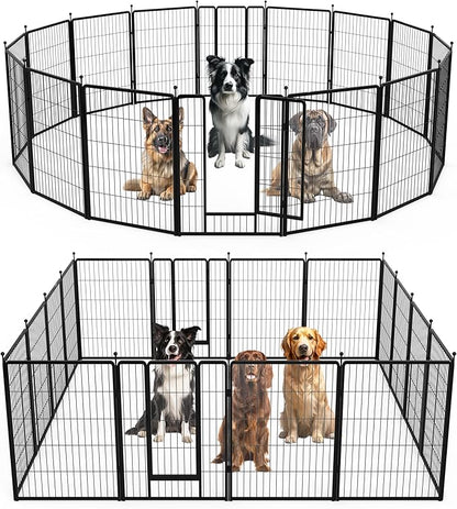 InfiniPower Dog Playpen for Yard, RV, Camping, 24 Inch 16 Panels Play Pen Indoor, Heavy Duty Indoor Outdoor Exercise Dog Pen for Puppies/Small Dogs, Black