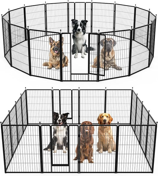 InfiniPower Dog Playpen for Yard, RV, Camping, 24 Inch 16 Panels Play Pen Indoor, Heavy Duty Indoor Outdoor Exercise Dog Pen for Puppies/Small Dogs, Black