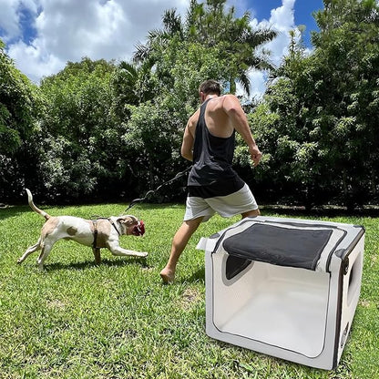 Collapsible Dog Crate - Portable Dog Travel Crate Kennel for Medium Dogs, Soft Sided Folding Dog Crates Indoor, Outdoor 31’’Lx35’’Wx25’’H