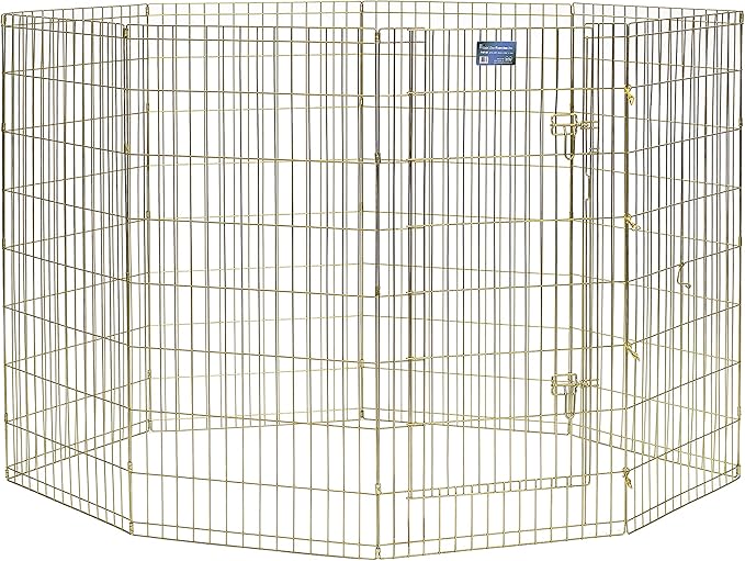 MidWest Homes for Pets Dog Exercise Pen & Playpen, 24" W x 48" H, No Door, Gold Zinc