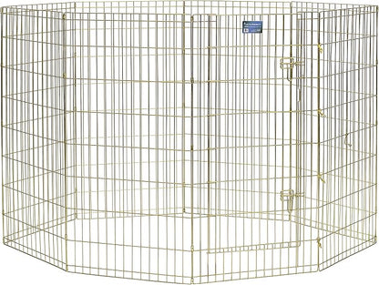 MidWest Homes for Pets Dog Exercise Pen & Playpen, 24" W x 48" H, No Door, Gold Zinc