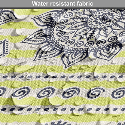 Lunarable Bohemian Mandala Dog Crate Cover, Floral Sun Motif on Brush Drawn Stripes with Dots, Easy to Use Pet Kennel Cover for Small Dogs Puppies Kittens, 22 Inch, Night Blue Yellow