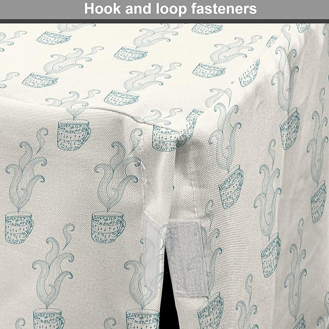 Lunarable Drinks Dog Crate Cover, Soft Pattern of Hand Drawn Hot Tea Cups Sketched Beverages Design, Easy to Use Pet Kennel Cover for Medium Large Dogs, 42 Inch, Eggshell and Pale Teal