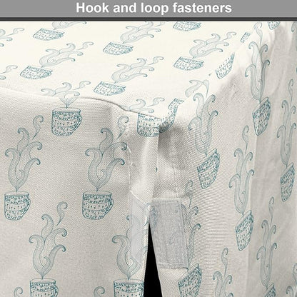 Lunarable Drinks Dog Crate Cover, Soft Pattern of Hand Drawn Hot Tea Cups Sketched Beverages Design, Easy to Use Pet Kennel Cover for Medium Large Dogs, 36 Inch, Eggshell and Pale Teal
