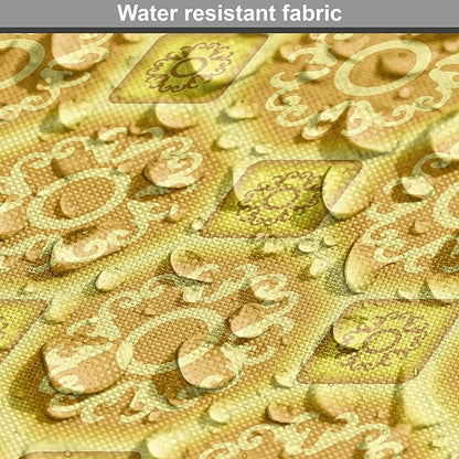 Lunarable Mustard Dog Crate Cover, Exotic Ornate Style Baroque Inspired Tiles Portuguese Culture Design Print, Easy to Use Pet Kennel Cover for Medium Large Dogs, 18 Inch, Earth Yellow