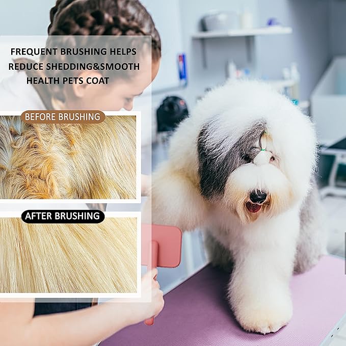 Slicker Grooming Brush for Poodles, Goldendoodles and Long-Haired Dogs - Soft Pins for Thick, Fluffy Fur Grooming and Shedding Control (Large)