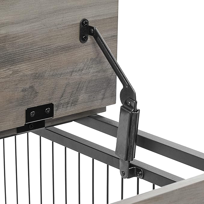 KEIKI Dog Crate Furniture, 43" Iron Dog Crate with Side Openings, Double-Door Dog House for Small/Medium/Large Dog, Grey