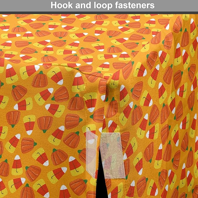 Lunarable Candy Corn Dog Crate Cover, Halloween Themed Pattern with Pumpkins and Food Repetition, Easy to Use Pet Kennel Cover for Medium Large Dogs, 48 Inch, Orange Vermilion