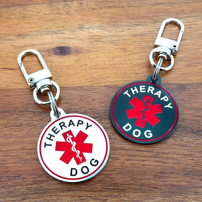 Service Dog ID Tag for Small & Large Dogs - Emotional Support ESA Medical Alert Collar Accessory - Durable Stainless Steel Service Animal Tag - Classic Therapy Dog Service Tag in Black Large