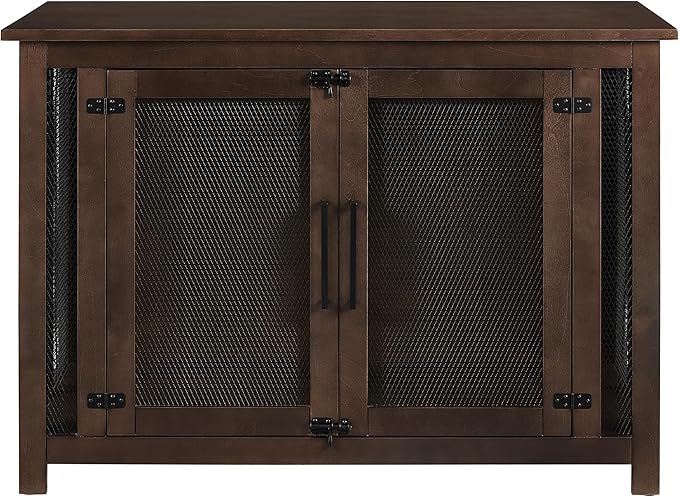 Crosley Furniture Dane Credenza Console Table Dog Crate Kennel for Pets, Brown
