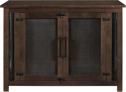 Crosley Furniture Dane Credenza Console Table Dog Crate Kennel for Pets, Brown