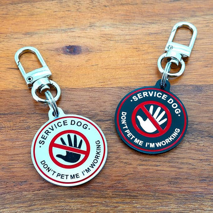 Service Dog ID Tag for Small & Large Dogs - Emotional Support ESA Medical Alert Collar Accessory - Durable Stainless Steel Service Animal Tag - Don't Pet Me Service Tag in Silver Small