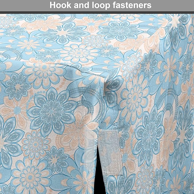 Lunarable Yellow and Blue Dog Crate Cover, Gentle Spring Inspired Flourish Motifs Feminine Bouquet, Easy to Use Pet Kennel Cover for Cats & Medium Dogs, 24 Inch, Blue Grey