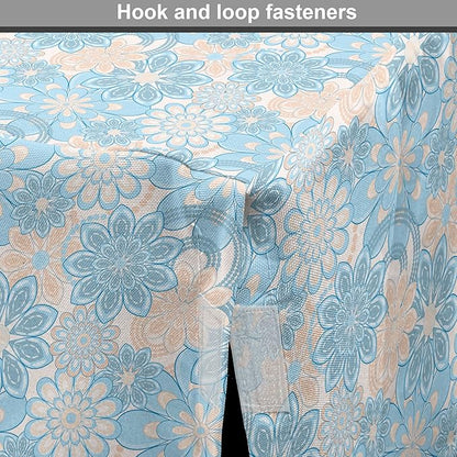 Lunarable Yellow and Blue Dog Crate Cover, Gentle Spring Inspired Flourish Motifs Feminine Bouquet, Easy to Use Pet Kennel Cover for Cats & Medium Dogs, 24 Inch, Blue Grey