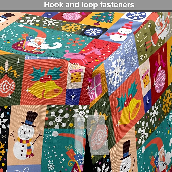 Lunarable Christmas Dog Crate Cover, Modern Design Theme Funny Xmas Winter Patterns Theme, Easy to Use Pet Kennel Cover for Cats & Medium Dogs, 30 Inch, Red Blue