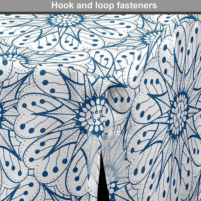 Ambesonne Blue and White Dog Crate Cover, Dutch Tile Design with Large Flowers and Detailed Petals Antique Ethnic, Easy to Use Pet Kennel Cover for Medium Large Dogs, 42 Inch, White Blue