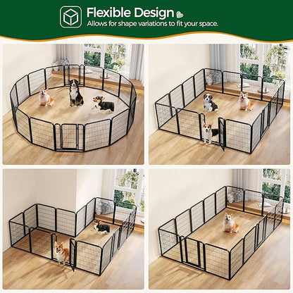 Yaheetech Dog Playpen Outdoor, 32 inch 16 Panels Dog Pen Indoor Heavy Duty Puppy Exercise Pen Metal Pet Fence for RV Camping/Yard/Garden