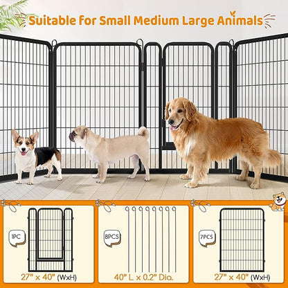 Yaheetech Dog Playpen Outdoor, 40 inch 32 Panels Dog Pen Indoor Heavy Duty Puppy Exercise Pen Metal Pet Fence for RV Camping/Yard/Garden