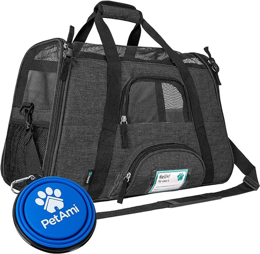 PetAmi Airline Approved Pet Carrier for Cat, Soft Sided Dog Carrier Small Dog, Cat Travel Supply Accessories Indoor Cat, Ventilated Pet Carrying Bag Medium Large Kitten Puppy, Small Heather Dark Gray
