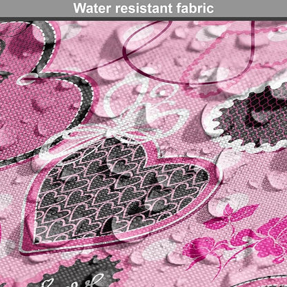 Lunarable Hearts Dog Crate Cover, Sewing Themed Love with Polka Dots Valentine's Day Inspired Image, Easy to Use Pet Kennel Cover for Medium Large Dogs, 42 Inch, Pink Black White