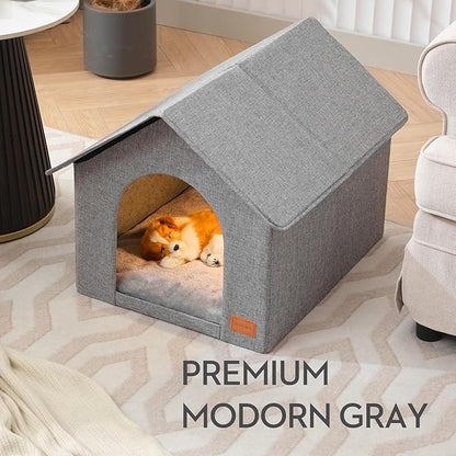 Indoor Dog House with Washable Plush Cushion - Large Size for Dogs & Cats Up to 44 Pounds