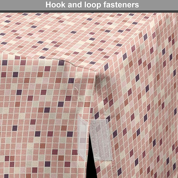 Lunarable Dusty Rose Dog Crate Cover, Square Shapes Mosaic Tile Design Rows in Retro Tones Geometrical Colorful, Easy to Use Pet Kennel Cover for Medium Large Dogs, 36 Inch, Rose Peach Plum