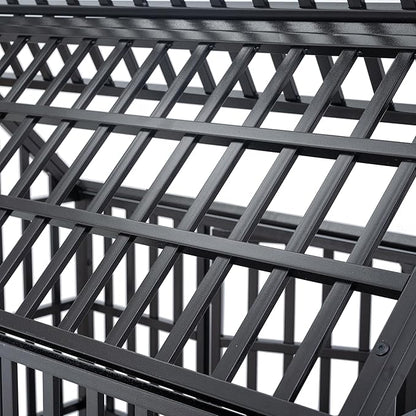 NicBex 47.2 Inch Heavy Duty Dog Crate Strong Metal Pet Kennel Playpen and Crate with Roof,Removable Trays and Wheels,Furniture Style Dog Crate for Medium/Large Dogs,Black