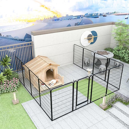 Metal Dog Playpen Outdoor, 40" Height 8 Panels Pet Kennel Crate for Puppy/Small/Medium Dogs, Heavy Duty Metal Playpen with Door, Indoor Portable Dog Fence Pet Exercise Pen for Yard RV Camping