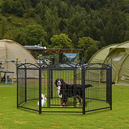 32" H Dog Crate Dog Playpen 8 Panels Furniture Heavy Duty Dog Fence Door with Side Openings,for Large Medium Small Dogs Indoor Outdoor Foldable Pet Exercise Pen,Black