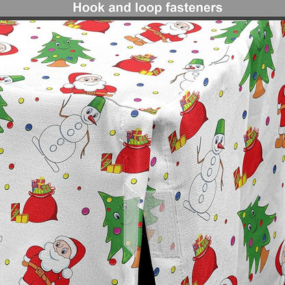 Ambesonne Christmas Dog Crate Cover, Xmas Santa Claus Tree on Colorful Polka Dot Backdrop Surprise Boxes Art, Easy to Use Pet Kennel Cover for Cats & Medium Dogs, 24 Inch, Green and Red
