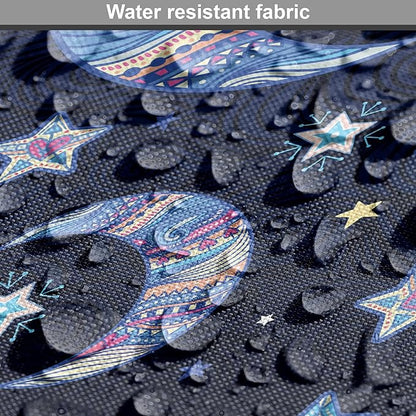 Lunarable Bohemian Stars Dog Crate Cover, Crescent Moon and Night Sky Elements Motif Curvy Background, Easy to Use Pet Kennel Cover for Small Dogs Puppies Kittens, 18 Inch, Pink Blue