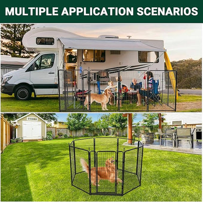 Dog Playpen,40 Inch(H) 18 Ft(L) 8 Panels Dog Fence Indoor/Outdoor,Heavy Duty Metal Pet Puppy Exercise Pen, Wide Door Low Threshold,Portable Pet Playpen for Rv Camping Garden Yard