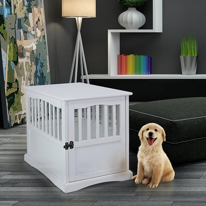 Casual Home Wooden Pet Crate, End Table, Medium, New White
