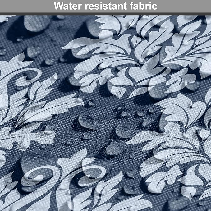 Lunarable Damask Blue Dog Crate Cover, Abstract Antique Royal Motif with Leaves and Swirls, Easy to Use Pet Kennel Cover for Cats & Medium Dogs, 24 Inch, Ceil Blue Violet Blue