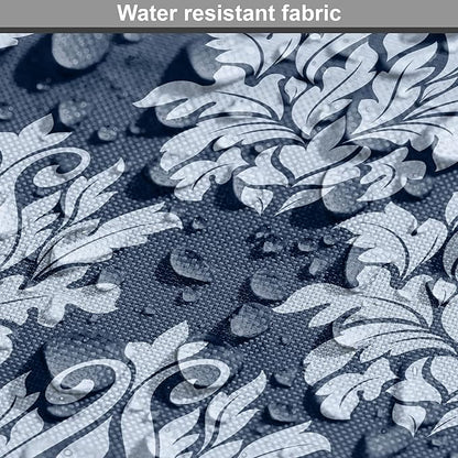 Lunarable Damask Blue Dog Crate Cover, Abstract Antique Royal Motif with Leaves and Swirls, Easy to Use Pet Kennel Cover for Medium Large Dogs, 48 Inch, Ceil Blue Violet Blue