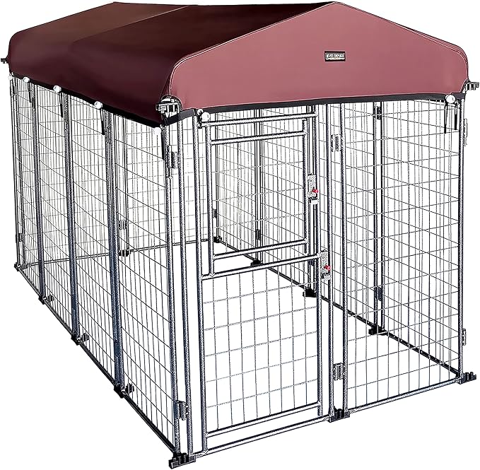 8'*4'*5' Dog Kennel Outdoor with Roof Cover for Large Dogs Heavy Duty Dog Fence Welded Wire Catio Retriever Dog Playpen