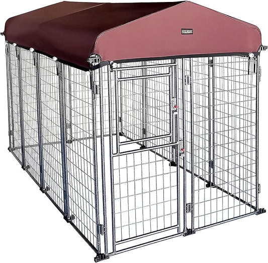 8'*4'*5' Dog Kennel Outdoor with Roof Cover for Large Dogs Heavy Duty Dog Fence Welded Wire Catio Retriever Dog Playpen