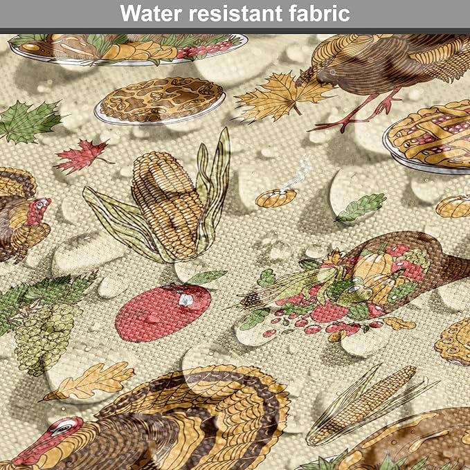 Lunarable Thanksgiving Dog Crate Cover, Special Day Family Dinner Classical Delicious Meal Abundance Harvest, Easy to Use Pet Kennel Cover for Medium Large Dogs, 36 Inch, Orange Brown Green