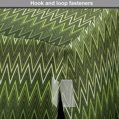 Lunarable Green Dog Crate Cover, Wavy Patterns with Triangular Shapes Abstract Zig Zag Motifs, Easy to Use Pet Kennel Cover for Medium Large Dogs, 42 Inch, Evergreen Olive Green