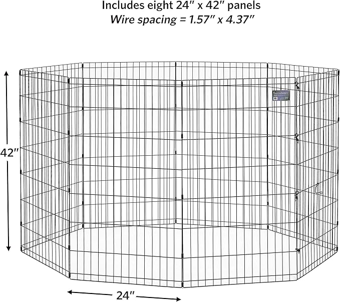 MidWest Homes for Pets Dog Exercise Pen & Playpen, 24" W x 42" H, No Door, Black