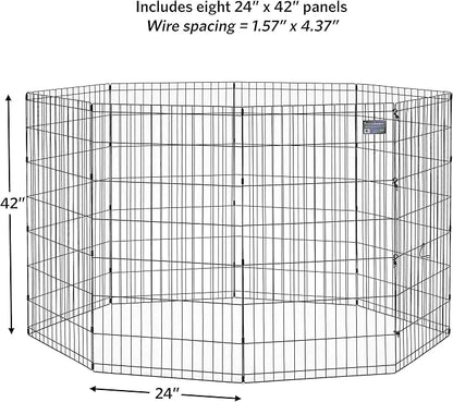 MidWest Homes for Pets Dog Exercise Pen & Playpen, 24" W x 42" H, No Door, Black