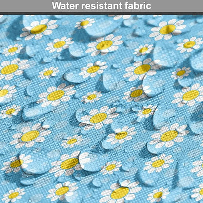 Lunarable Yellow and Blue Dog Crate Cover, Graphic Daisies Chamomiles Summer Nature Pattern with Dots, Easy to Use Pet Kennel Cover for Small Dogs Puppies Kittens, 18 Inch, Aqua Marigold White