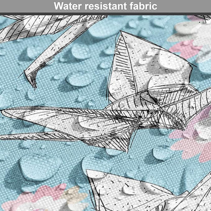 Lunarable Origami Dog Crate Cover, Japanese Tradition Paper Cranes and Cherry Blossom Petals Spring, Easy to Use Pet Kennel Cover for Small Dogs Puppies Kittens, 22 Inch, Pale Pink Pale Blue White